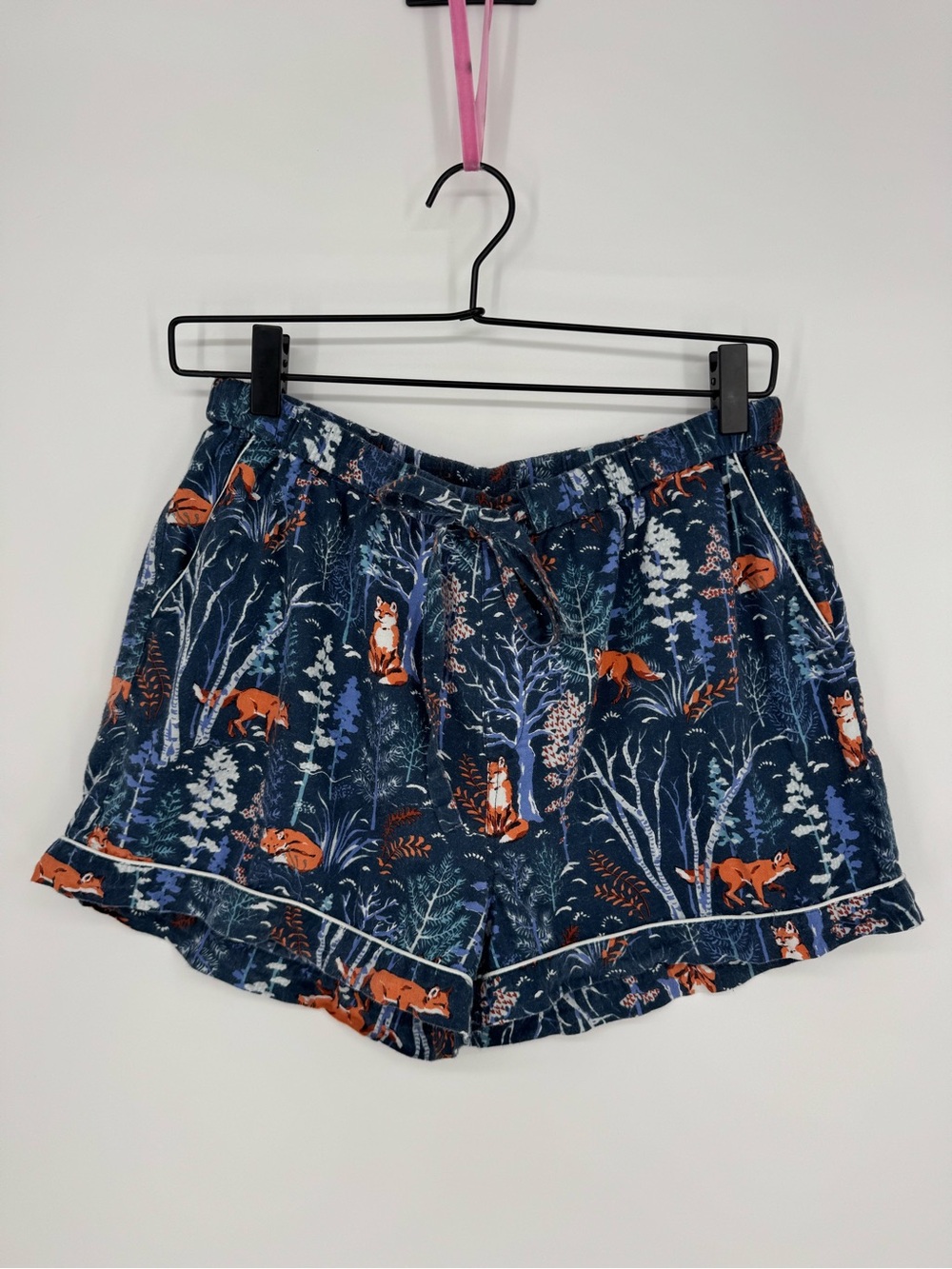 Printfresh Fox & Folklore Small Flannel Pajama Shorts Navy Blue Loungewear Cozy - Picture 2 of 5